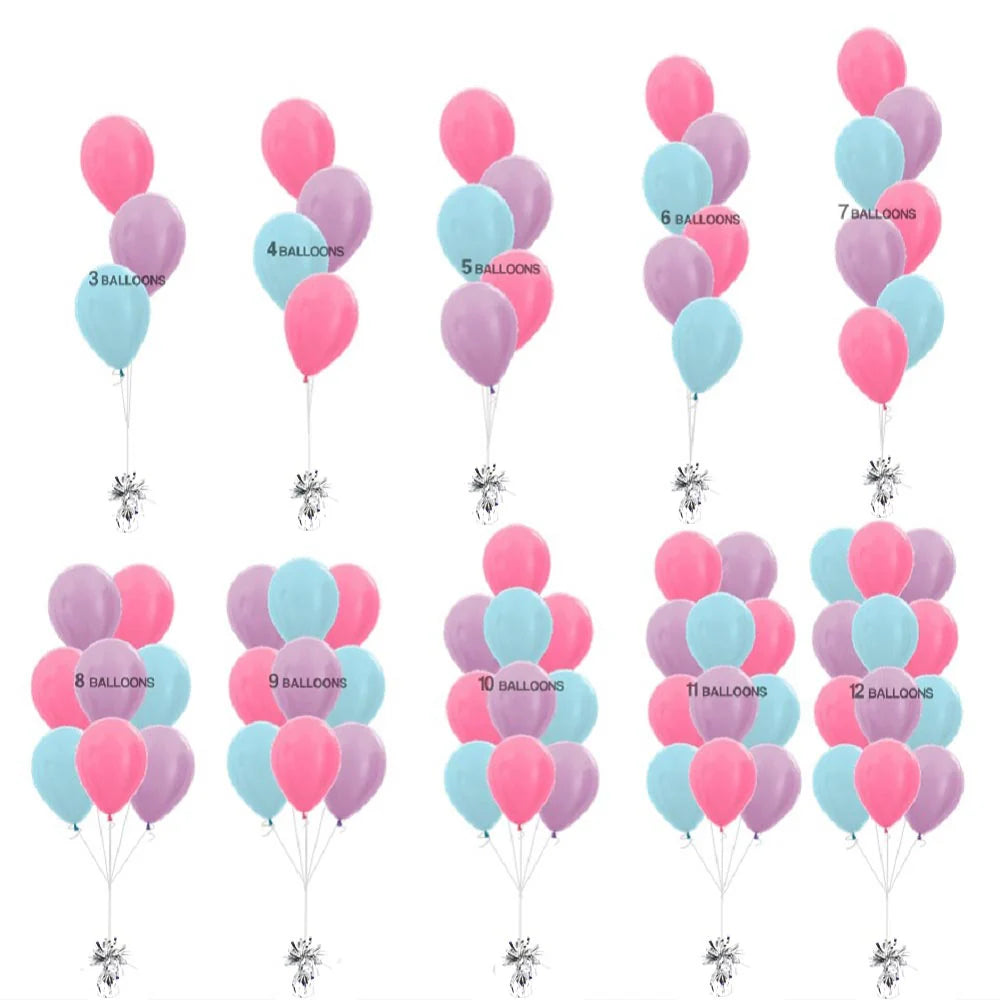Mix helium balloon cluster 3 Colours